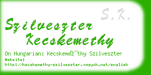 szilveszter kecskemethy business card